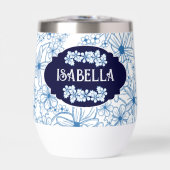 Personalisierter Name Feminine Blaues Blumenmuster (Vorderseite)