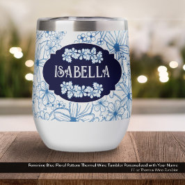 Personalisierter Name Feminine Blaues Blumenmuster