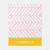 Personalisierter Name Fett Rosa Gelbe Zickzack Lin Fleecedecke (Vorderseite)
