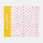 Personalisierter Name Fett Rosa Gelbe Zickzack Lin Fleecedecke (Vorderseite (Horizontal))