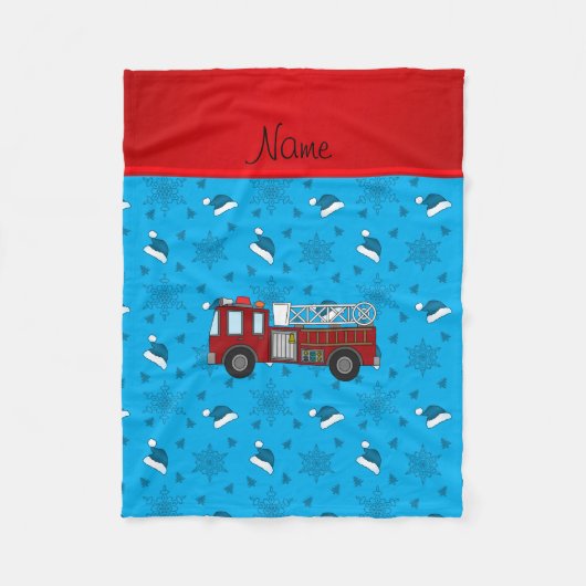 Personalisierter Name Feuerwehrauto blaue Weihnach Fleecedecke (Vorderseite)