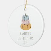Personalisierter Name First Christmas Fall Pumpkin Keramik Ornament (Links)