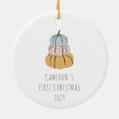 Personalisierter Name First Christmas Fall Pumpkin Keramik Ornament (Hinten)