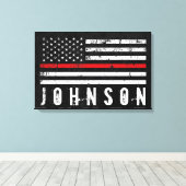 Personalisierter Name: Flag für den Feuerwehrmann Leinwanddruck (Insitu (Holzboden))