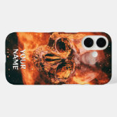 Personalisierter Name. Flammenschädel im Weltraum Case-Mate iPhone Hülle (Rückseite (Horizontal))