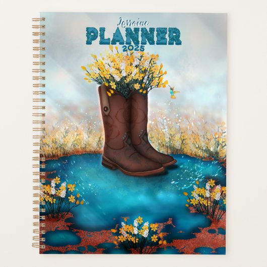 Personalisierter Name: Floral Boot with Humming bi Planer (Vorderseite)