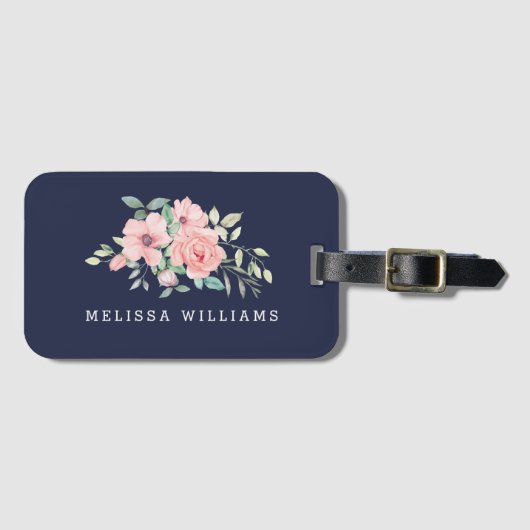 Personalisierter Name Floral Luggy Gepäckanhänger (Vorderseite (Horizontal))