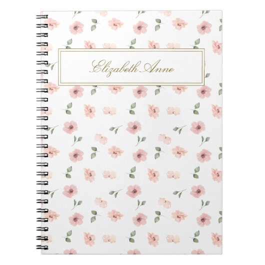 Personalisierter Name Floral Notizblock (Vorderseite)