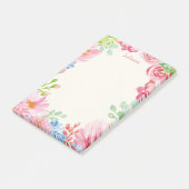 Personalisierter Name Floral Pastell Blume Grenze Post-it Klebezettel (angewinkelt)
