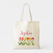 Personalisierter Name Floral Tragetasche (Rückseite)