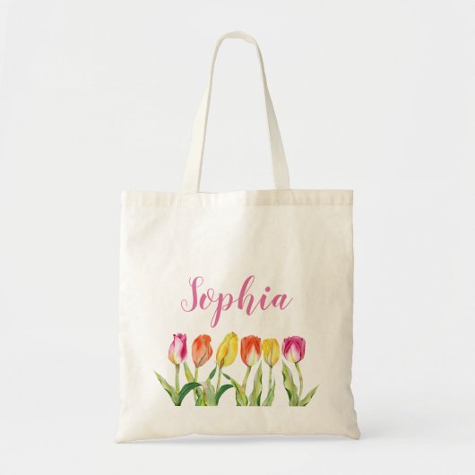 Personalisierter Name Floral Tragetasche (Vorne)