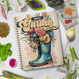 Personalisierter Name Floral Wasserfarben Garten Planer