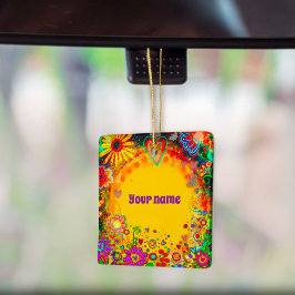 Personalisierter Name Floral Yellow Inspirivity Keramikornament