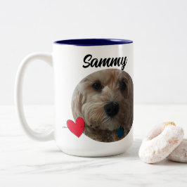 Personalisierter Name/Foto eines lustigen Hundes Zweifarbige Tasse