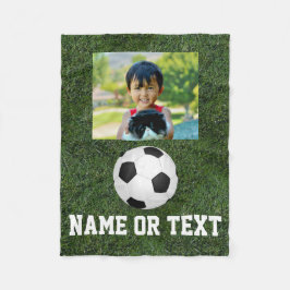 Personalisierter Name Foto Fußball-Grasjunge Fleecedecke