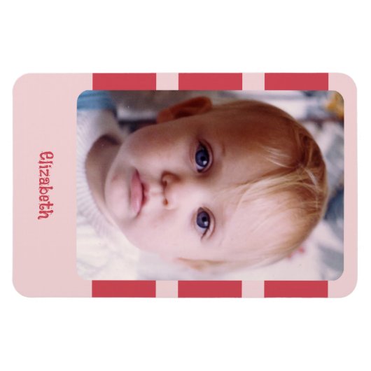 Personalisierter Name Foto mit rosa Streifen hinzu Magnet (Horizontal)
