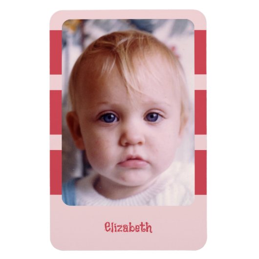 Personalisierter Name Foto mit rosa Streifen hinzu Magnet (Vertikal)