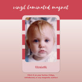 Personalisierter Name Foto mit rosa Streifen hinzu Magnet