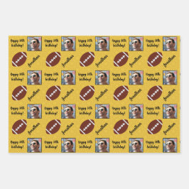 Personalisierter Name Foto Sport Football Geburtst Geschenkpapier Set
