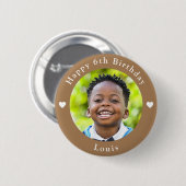 Personalisierter Name, Foto und Alter Birthday Erd Button (Vorne & Hinten)