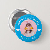 Personalisierter Name, Foto und Alter Geburtstag b Button (Vorne & Hinten)