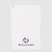 Personalisierter Name Fox und Golf Ball Golfhandtuch (Vorderseite)