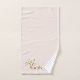 Personalisierter Name Frau Smith Gold Blush Handtuch