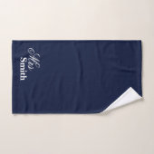 Personalisierter Name Frau Smith White Navy Handtuch (Handtuch)