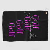 Personalisierter Name Frauen Neon Pink Golfhandtuch (Horizontal)