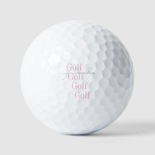 Personalisierter Name Frauenrosa Golfball (Vorderseite)