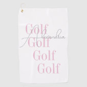 Personalisierter Name Frauenrosa Golfhandtuch (Vorderseite)