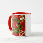 Personalisierter Name Freude Weihnachtskranz Lebku Tasse (Vorderseite Links)