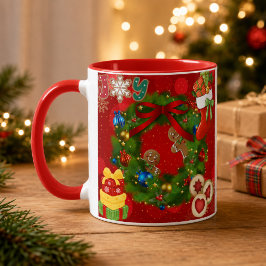 Personalisierter Name Freude Weihnachtskranz Lebku Tasse