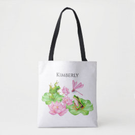 Personalisierter Name Frog Handgemalt Wasserfarben Tasche
