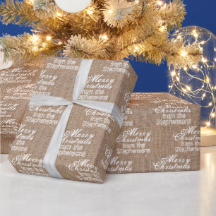 Personalisierter Name Frohe Weihnachten Jute Geschenkpapier