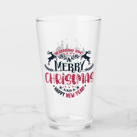 Personalisierter Name Frohe Weihnachten und Neujah Glas (Vorderseite)
