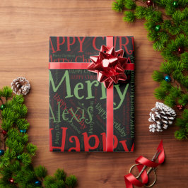 Personalisierter Name Frohes Weihnachten Geburtsta Geschenkpapier