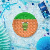 Personalisierter Name Frosch Orangenschneeflocken Pappteller (Party)