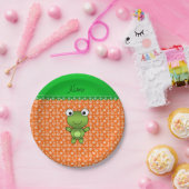 Personalisierter Name Frosch Orangenschneeflocken Pappteller (Party)