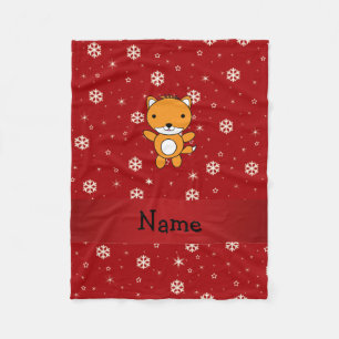 Personalisierter Name Fuchs rote Schneeflocken Fleecedecke