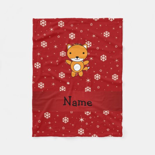 Personalisierter Name Fuchs rote Schneeflocken Fleecedecke (Vorderseite)