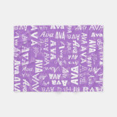 Personalisierter Name für Ava lila Fleecedecke (Vorderseite (Horizontal))