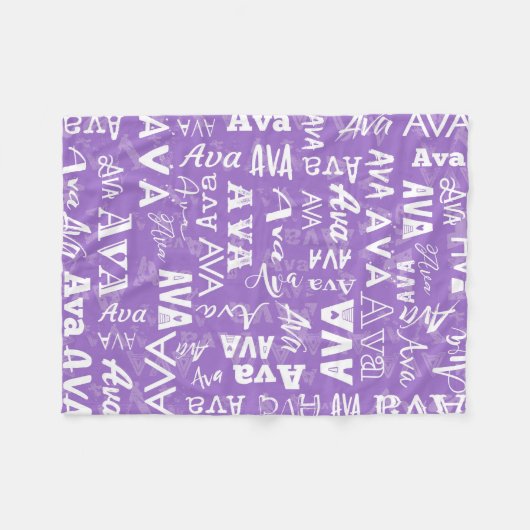 Personalisierter Name für Ava lila Fleecedecke (Vorderseite (Horizontal))