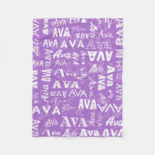 Personalisierter Name für Ava lila Fleecedecke (Vorderseite)