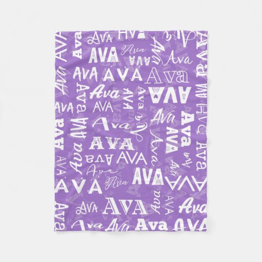 Personalisierter Name für Ava lila Fleecedecke (Vorderseite)