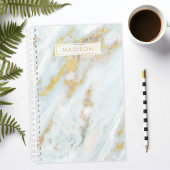 Personalisierter Name für Blau- und Goldmarmor Planer