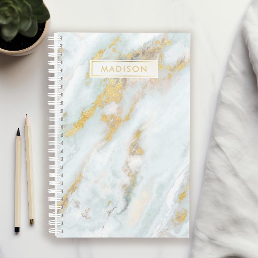 Personalisierter Name für Blau- und Goldmarmor Planer