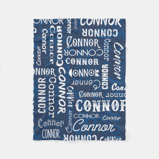 Personalisierter Name für Conner Marine-Blau Fleecedecke (Vorderseite)