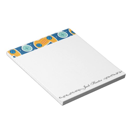 Personalisierter Name für das blaue Videospiel Notizblock (angewinkelt)