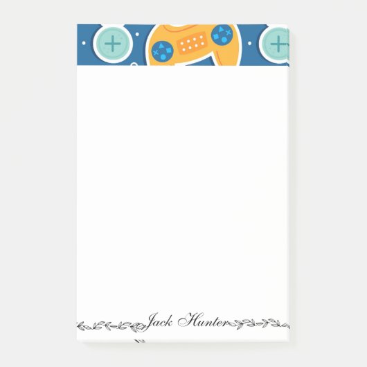 Personalisierter Name für das blaue Videospiel Post-it Klebezettel (Vorderseite)